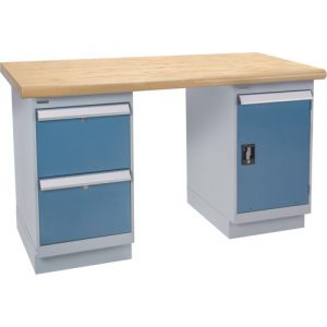 Heavy-Duty Workbench, Door & Drawers, 1500 lbs. Cap., 60" W x 24" D, 34" H