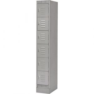 Lockers, 6 -tier, 12" x 18" x 76", Steel, Grey, Knocked Down