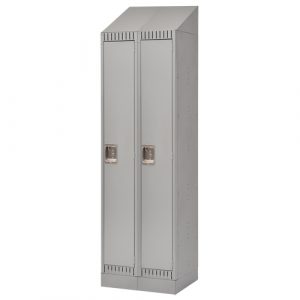 Lockers, Bank of 2, 24" x 18" x 86", Steel, Grey, Knocked Down