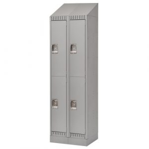 Lockers, 2 -tier, Bank of 2, 24" x 18" x 86", Steel, Grey, Knocked Down