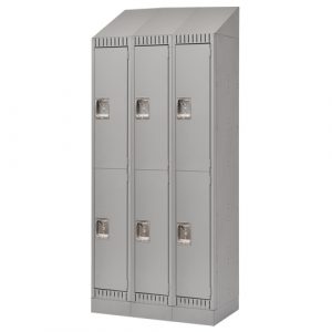 Lockers, 2 -tier, Bank of 3, 36" x 18" x 86", Steel, Grey, Knocked Down