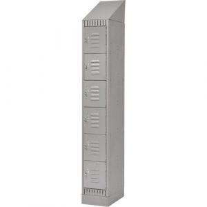 Lockers, 6 -tier, 12" x 18" x 86", Steel, Grey, Knocked Down