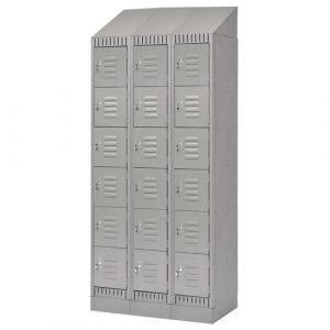 Lockers, 6 -tier, Bank of 3, 36" x 18" x 86", Steel, Grey, Knocked Down