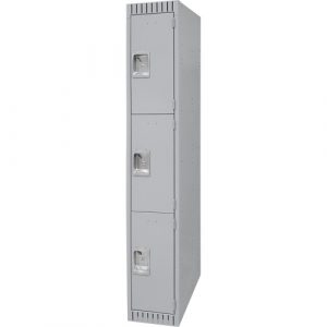 Lockers, 3 -tier, 12" x 18" x 72", Steel, Grey, Knocked Down