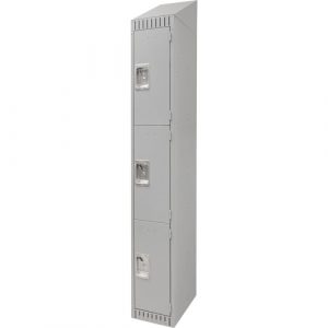 Lockers, 3 -tier, 12" x 18" x 82", Steel, Grey, Knocked Down