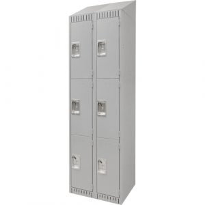 Lockers, 3 -tier, Bank of 2, 24" x 18" x 82", Steel, Grey, Knocked Down