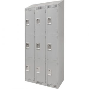 Lockers, 3 -tier, Bank of 3, 36" x 18" x 82", Steel, Grey, Knocked Down