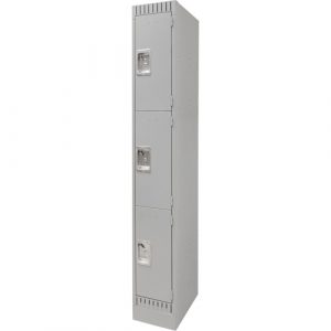 Lockers, 3 -tier, 12" x 18" x 76", Steel, Grey, Knocked Down