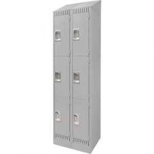 Lockers, 3 -tier, Bank of 2, 24" x 18" x 86", Steel, Grey, Knocked Down