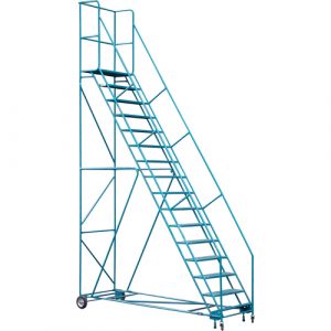 CSA Rolling Step Ladder with Locking Step and Spring-Loaded Front Casters, 16 Steps, 30" Step Width, 144" Platform Height, Steel