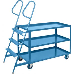 Stock Picking Carts, Steel, 24" W x 64" D, 3 Shelves, 1200 lbs. Capacity