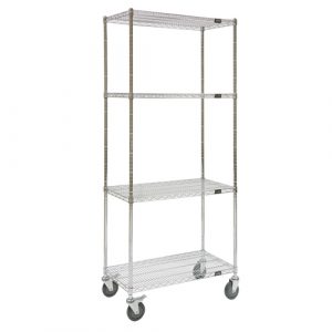 Wire Shelf Cart, Chrome Plated, 60" x 80" x 18", 800 lbs. Capacity