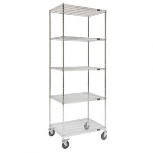 Wire Shelf Cart, Chrome Plated, 36" x 92" x 24", 800 lbs. Capacity
