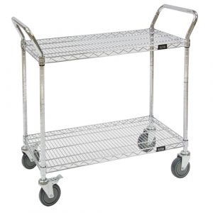 Wire Mesh Utility Cart, Chrome Plated, 36" x 39" x 18", 800 lbs. Capacity
