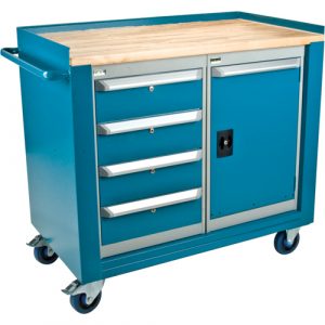 Industrial Duty Mobile Service Benches, Wood Surface