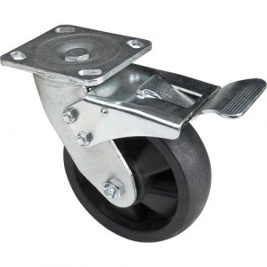 Hi-Temp Caster, Swivel with Brake, 6" (152.4 mm), Nylon, 880 lbs. (399 kg.)
