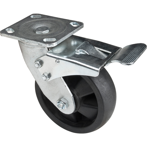 Hi-Temp Caster, Swivel with Brake, 6" (152.4 mm), Nylon, 880 lbs. (399 kg.)