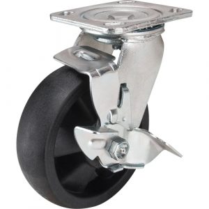 Hi-Temp Caster, Swivel with Brake, 8" (203.2 mm), Nylon, 1000 lbs. (453 kg.)