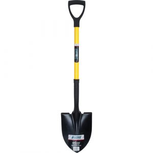 Round Point Shovels, Tempered Steel Blade, Fibreglass, D-Grip Handle