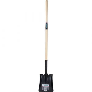 Square Point Shovel, Hardwood, Tempered Steel Blade, Straight Handle, 48" Long