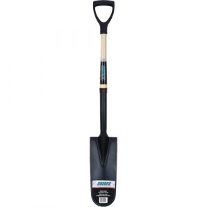 Drain Spade Shovel, Tempered Steel, 14" x 6" Blade, 30" L, D-Grip Handle