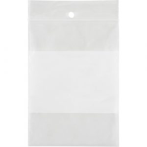 White Block Poly Bags, Reclosable, 4" x 3", 2 mils