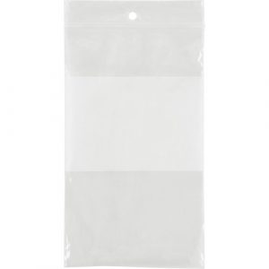 White Block Poly Bags, Reclosable, 5" x 3", 2 mils