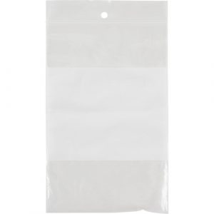 White Block Poly Bags, Reclosable, 6" x 4", 2 mils