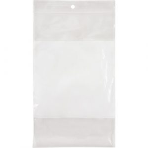 White Block Poly Bags, Reclosable, 8" x 5", 2 mils