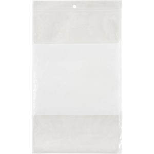 White Block Poly Bags, Reclosable, 9" x 6", 2 mils