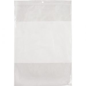 White Block Poly Bags, Reclosable, 12" x 9", 2 mils