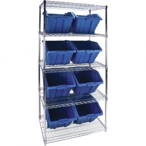 Heavy-Duty Wire Shelving Unit with Storage Bins, 5 Tiers, 36" W x 74" H x 24" D