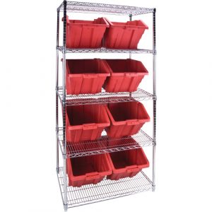 Heavy-Duty Wire Shelving Unit with Storage Bins, 5 Tiers, 36" W x 74" H x 24" D