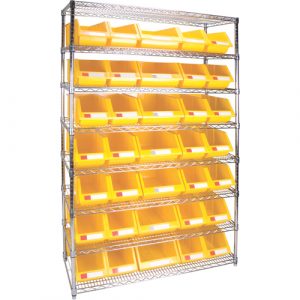 Heavy-Duty Wire Shelving Unit with Storage Bins, 8 Tiers, 48" W x 74" H x 18" D