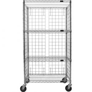 Enclosed Wire Shelf Cart, Chrome Plated, 48" x 69" x 24", 800 lbs. Capacity