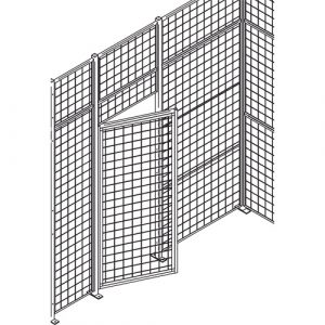 Wire Mesh Partition Swing Door with Wicket, 4' W x 7' H
