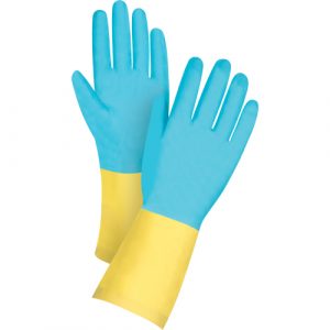 Dipped Chemical-Resistant Gloves, Size 10, 12" L, Neoprene, Flock-Lined Inner Lining, 20-mil