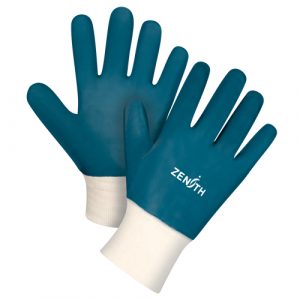 Heavyweight Knit Wrist Gloves, 11/2X-Large, Nitrile Coating, Cotton Shell