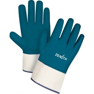 Heavyweight Safety Cuff Gloves, 11/2X-Large, Nitrile Coating, Cotton Shell