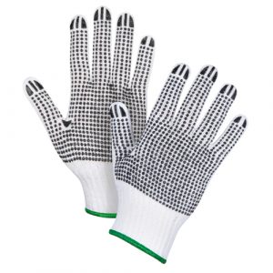 Double-Sided Dotted String Knit Gloves, Poly/Cotton, Double Sided, 7 Gauge, Medium