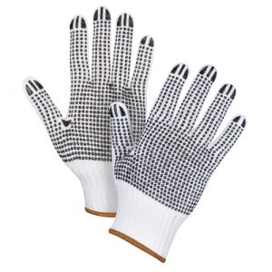 Double-Sided Dotted String Knit Gloves, Poly/Cotton, Double Sided, 7 Gauge, Large