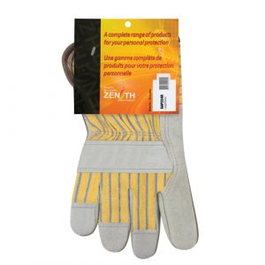 Premium Rugged Fitters Gloves, Large, Split Cowhide Palm, Cotton Inner Lining