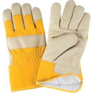 Winter-Lined Fitters Gloves, Large, Grain Pigskin Palm, Boa Inner Lining