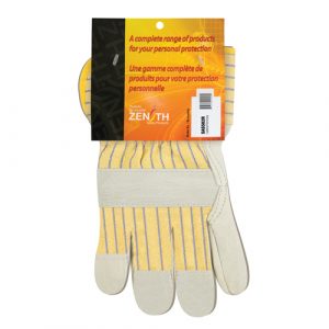 Standard-Duty Dry-Palm Fitters Gloves, Ladies, Grain Cowhide Palm, Cotton Inner Lining