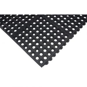 Anti-Fatigue Link Matting, Honeycomb, 3' x 3' x 1/2", Black, Natural Rubber