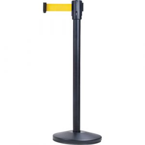 Free-Standing Crowd Control Barrier, Steel, 35" H, Yellow Tape, 7' Tape Length