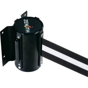 Wall Mount Barrier, Steel, Screw Mount, 7', Black/White Tape