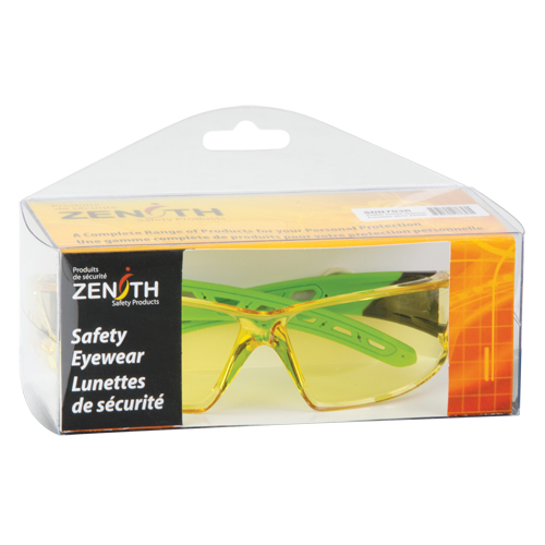 Z2500 Series Safety Glasses, Amber Lens, Anti-Scratch, ANSI Z87+/CSA Z94.3