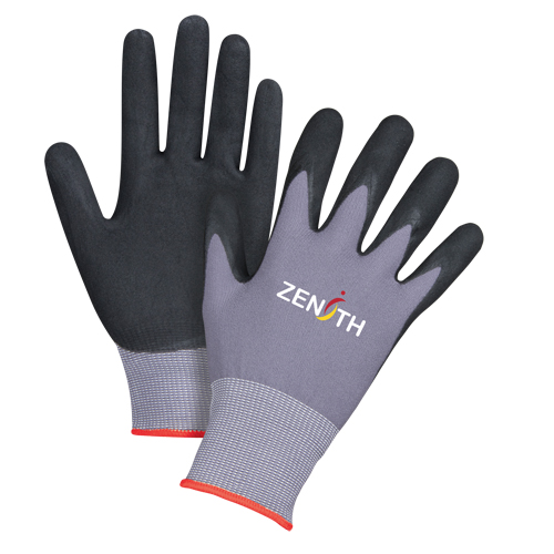 ZX-1 Premium Touchscreen Compatible Gloves, 6/X-Small, Foam Nitrile Coating, 15 Gauge, Nylon Shell