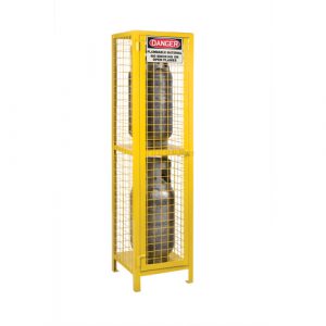 Gas Cylinder Cabinets, 2 Cylinder Capacity, 17" W x 17" D x 69" H, Yellow